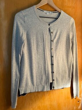 Boden Gray Crewneck Button Cardigan women’s size small